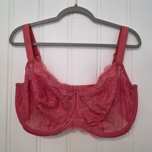 Panache Superbra Lace Bra 36HH – Sheer Coral Pink Romantic Boutique Lingerie